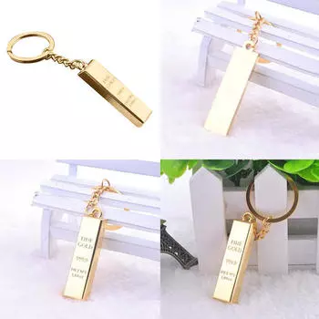 Мода Металл Имитация Слиток Золота Брелок Цепочка для Ключей Брелок