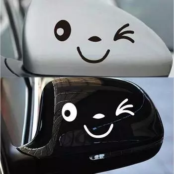 Мода мило улыбка лицо автомобиля крыло двери зеркало наклейки наклейка подарок аксессуары белый