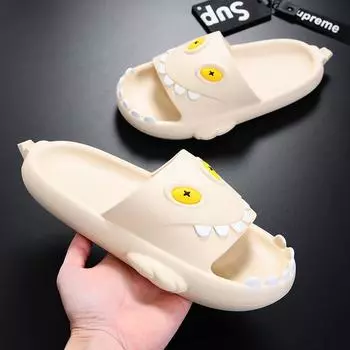 мода милые женские тапочки акула домашняя женская обувь нескользящие забавные тапочки детские летние сандалии обувь для девочек женские шлепанцы мужские 36 37 серый