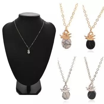 Мода милый ананас сплава камень кулон ключицы цепи ожерелье женщин подарок серебряный/белый
