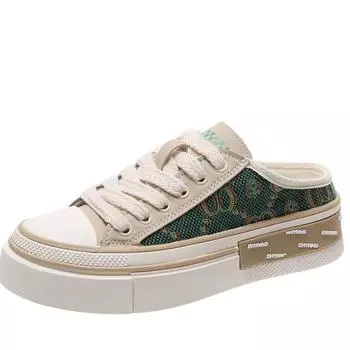 мода мода досуг вулканизированные кроссовки женские новые низкие тапочки для девочек холст слипоны плоские повседневные туфли удобные мокасины 35 бежевый