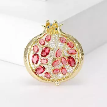 Мода Мода Гранат Циркон Брошь Элегантный Премиум Стразы Булавка Дамское Платье Аксессуары Корсаж Подарок