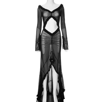 Мода Мода Квадратный вырез Открытая спина Приталенный Чехол Футболка Black S