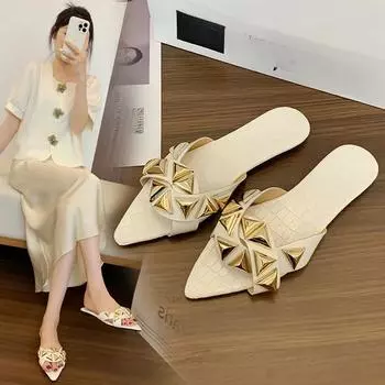 мода мода сексуальные сплошной цвет плюс размер 2024 лето новый стиль римский стиль плоские уличные женские тапочки женские сандалии 36 чёрный