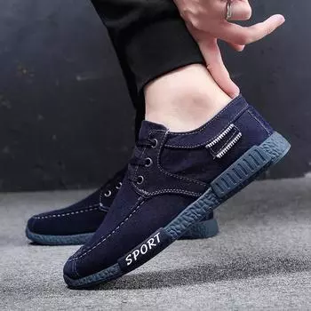 Мода Мода Zapatillas De Hombre Плоские парусиновые туфли Весенние джинсовые туфли Дышащая повседневная обувь Лоферы Chaussure Homme Большой размер 46 39 серый