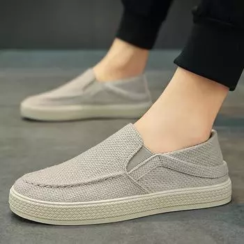 Мода Модная повседневная обувь для мужчин Slip On Мужские мокасины Плоские мужские кроссовки Эспадрильи Мужские летние парусиновые туфли Кроссовки Мокасины мужские 39 серый