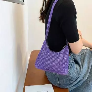 МОДА, модная женская блестящая сумочка со стразами, блестящая вечерняя сумка-тоут, роскошный дизайн, повседневная сумка, женская сумка на плечо 2024 фиолетовый