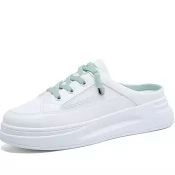 мода Модные белые туфли женские 2024 Новый стиль увеличенные дикие плоские летние тонкие секции Baotou полутапочки 35 белый