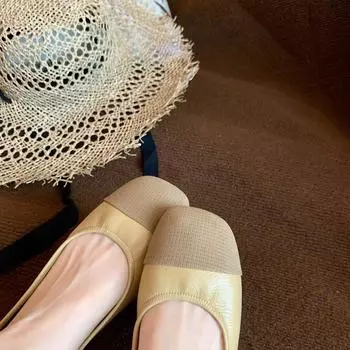 мода Модные цветные женские балетки из мягкой кожи с квадратным носком на низком каблуке с неглубоким носком повседневные туфли рабочие туфли большие размеры 34-43 34 абрикосовый