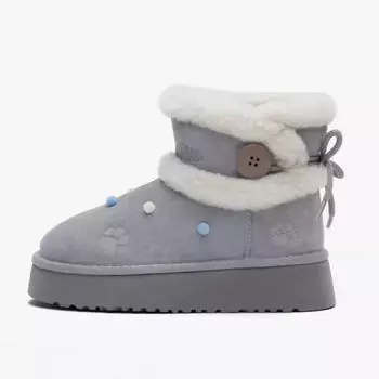 мода Модные меховые замшевые зимние ботинки на платформе Брендовые балетки Зимние плюшевые хлопковые туфли Дизайнер 2025 года Новые нескользящие ботинки женские 35 серый