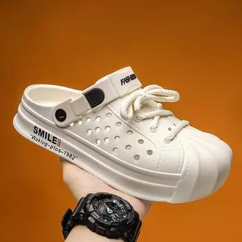 Мода Модные мужские пляжные сандалии Сабо для отдыха Удобные домашние тапочки Трендовая мужская повседневная обувь Обувь для дома и сада Мужские пляжные сандалии 36 белый