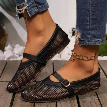 Мода Модные плетеные сандалии baotou осень новые круглые носки неглубокие горлышки металлическая пряжка полая мягкая подошва женская обувь Мэри Джейн 36 чёрный