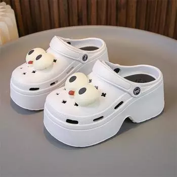 мода Модные сандалии Diy на толстой платформе для женщин 2024 года, летние закрытые нескользящие тапочки для женщин, новые пляжные шлепанцы Cave Sandalias 35-36