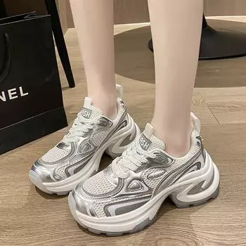 мода Модные сетчатые дышащие кроссовки для походов и прогулок на открытом воздухе 2024 Лето Новый стиль с перекрестными ремешками Дизайнерская обувь на толстой подошве для женщин 35 бежевый