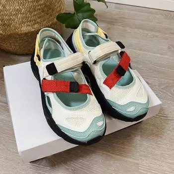 мода Модные спортивные сандалии на толстой подошве Baotou Hollow Outdoor Summer New Mesh Running Sports Shoes Повседневная обувь Пляжная обувь 35 черный белый