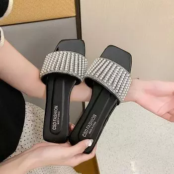 мода Модные тапочки Женские шлепанцы Летние туфли на платформе Пляжные шлепанцы Нескользящие Мягкие Толстые Подошвы Шлепанцы Zapatos Mujer 35 чёрный