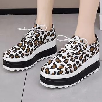 мода Модные туфли-броги с леопардовым принтом на толстой платформе для женщин 2024 года, туфли-лоферы на толстой подошве для женщин, размер плюс 43, оксфордские туфли Mujer 35 белый