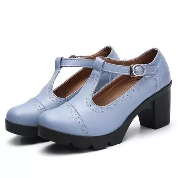 мода Модные туфли Мэри Джейн в британском стиле с круглым носком, кожаные туфли на квадратном каблуке, на платформе, ретро, женские танцевальные туфли 34 розовый