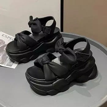 Мода Модные женские босоножки на танкетке Женские туфли на платформе Роскошная женская обувь Новые пляжные босоножки Летние универсальные Zapatos Para Mujeres 34