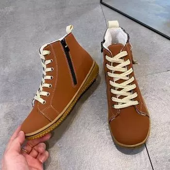 мода Модные женские ботинки челси осенне-зимние ботинки классические ботинки на молнии зимние ботинки VAnkle boots зимние ботинки из искусственной кожи с теплым мехом и плюшем женские туфли 35 темно-коричневого