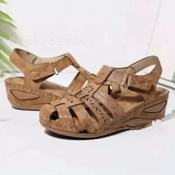 мода Модные женские сандалии на круглой подошве женские повседневные удобные уличные модные 2024 обувь больших размеров женская обувь в стиле ретро 35 темно-синий