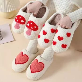 мода Модные женские тапочки Зимние теплые парные тапочки Банные тапочки для дома Нескользящие пушистые зимние теплые меховые тапочки для женщин 36-37(fit 35-36)