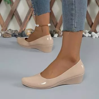 мода Модные женские туфли на плоской подошве повседневные туфли осенние нескользящие туфли на танкетке современные туфли для женщин универсальные удобные туфли без застежек 36 абрикосовый