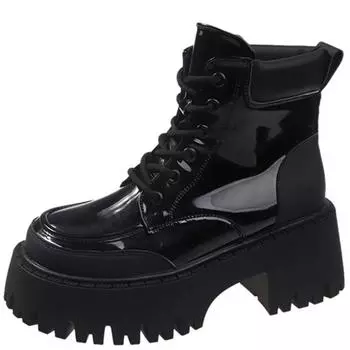 мода Модные женские туфли на шнуровке на платформе, дизайнерские брендовые женские туфли с толстой подошвой, повседневные однотонные туфли на плоской подошве, кожаные зимние ботинки, обувь 35 бежевый