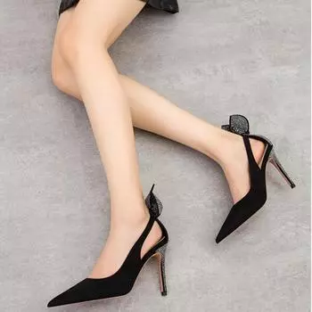 мода Модные женские туфли на высоком каблуке на шпильках Туфли на высоком каблуке с неглубоким носком и кроличьими ушками со стразами Женские индивидуальные туфли 34 чёрный