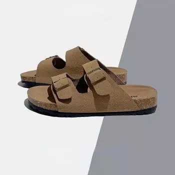 мода Модные женские замшевые мюли тапочки мужские сабо сандалии с пробковой стелькой поддержка свода стопы летние пляжные шлепанцы домашняя обувь размер 44 45 36 бежевый