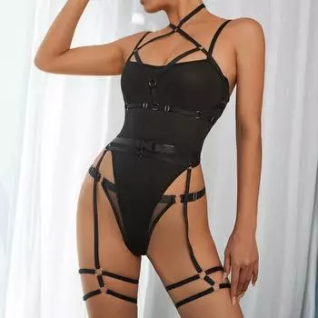 МОДА Модный новый женский комплект нижнего белья со сложным вырезом и шейным вырезом из сетки M