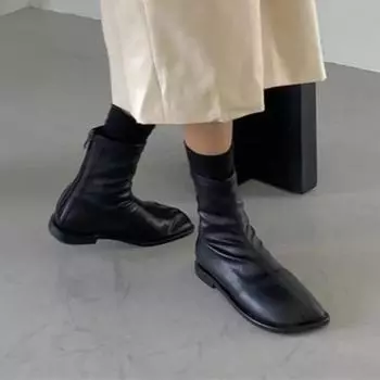 Мода Модный тренд Женские эластичные сапоги Модные женские сапоги на толстой подошве до щиколотки Роскошные дизайнерские женские сапоги Осень-зима Женская обувь 35 чёрный