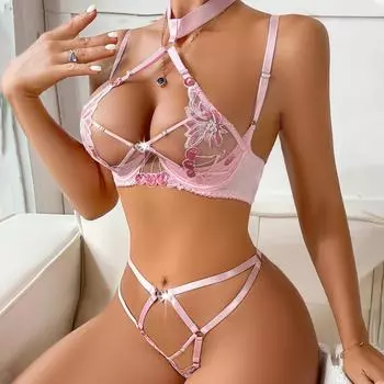 МОДА Модный женский новый сложный комплект нижнего белья Craft Love Diamond Buckle с сексуальной ажурной вышивкой и сборками Onlyfan L