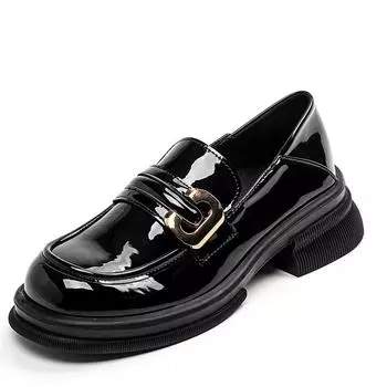 Мода Мягкая кожа Весна 2024 Офисные женские повседневные кроссовки на толстой подошве Повседневная трендовая женская обувь Студенческая классическая женская обувь Лоферы 35