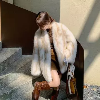 МОДА Мягкий вощеный экологически чистый мех, интегрированное пальто из меха для женщин, зима 2024, новая легкая роскошная шуба высокого класса, одежда One Size
