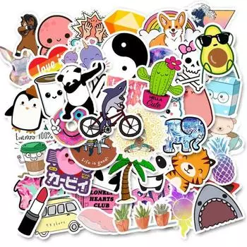 Мода Мультфильм Животные Наклейки Пакет Смешные Водонепроницаемые Граффити Багаж Скейтборд Наклейка ноутбук Детские игрушки