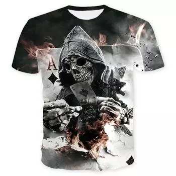 Мода Мужчины Смешной Череп 3d Принт Футболка Повседневная Круглый Вырез Короткий Рукав Топы Футболка 2XL