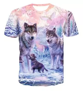 Мода Мужчины/Женщины 3D Печать Волк Футболка Личность Streetwear Топ S жёлтый