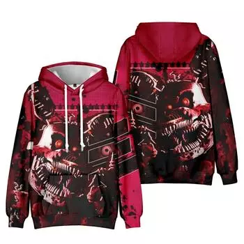 Мода Мужчины Женщины Толстовка Уличная одежда Harajuku Повседневная мода Five Nights At Freddy s Мультфильм Печатный пуловер с капюшоном Толстовки XS