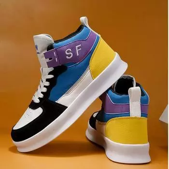 мода Мужская мода универсальные туфли на плоской подошве 2024 Новые Четырехсезонные корейские высокие спортивные нескользящие износостойкие повседневные 39 зелёный