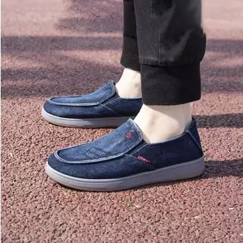 мода Мужская повседневная обувь Удобная дышащая мужская обувь Джинсовая мужская обувь для взрослых Новые мужские мокасины Холщовая обувь Мужские туфли на плоской подошве Кроссовки 39 темно серый