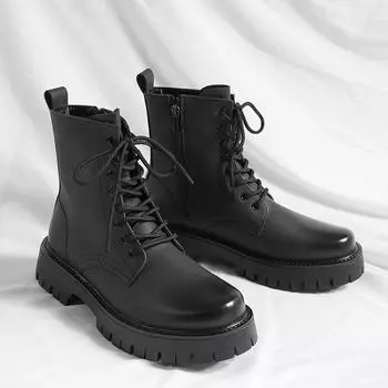 Мода, мужские высокие кеды ручной работы, модные винтажные ботильоны на шнуровке, Botas De Hombre, горячая распродажа обуви для мужчин, Botas Cuturno Masculinas 38 чёрный