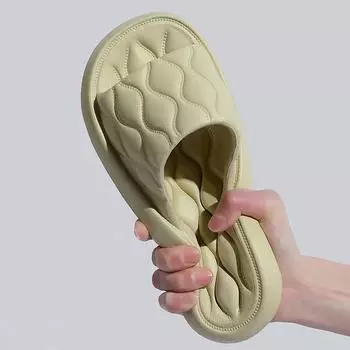 мода на открытом воздухе летние тапочки женские мужские плоские толстые тапочки на платформе нескользящие домашние банные сандалии пляжные тапочки пары женская обувь 36-37 покинуть белый