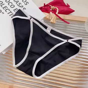 Мода на тонких бретельках для полных девушек, не обтягивающая ноги, с низкой посадкой, нижнее белье из чистого хлопка Black M