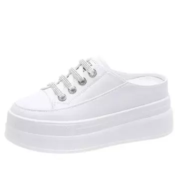 мода натуральная кожа платформа танкетка тапочки толстые кроссовки женская обувь каблук женские летние мокасины дизайнерские сандалии шлепанцы женские 34 чёрный