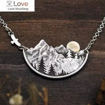 Мода Натуральный Стиль Горный Тропический Лес Заходящее Солнце Женские Ожерелья Свадебная Годовщина Подвеска Ожерелье Выпускной Ювелирные Изделия