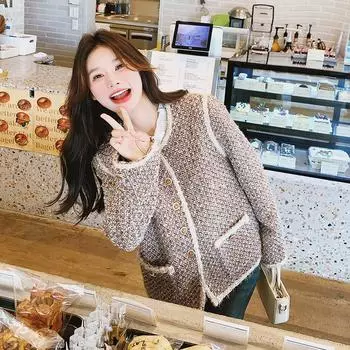 МОДА Нежная маленькая ароматная куртка женская весна 2024 новый французский темперамент знаменитость иностранный твидовый топ маленькая одежда S