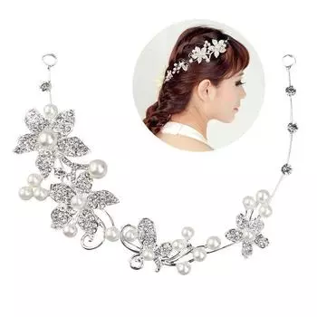 Мода Нежный Женский Свадебный Свадебный Кристалл Стразы Цветок и Декор из Искусственного Жемчуга Повязка на Голову Ободок Тиара Головной Убор