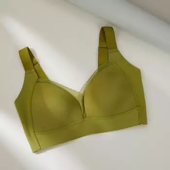 мода нижнее белье женские тонкие регулируемые бюстгальтеры для груди соберите анти-провисающий кружевной бюстгальтер 34/75B зелёный