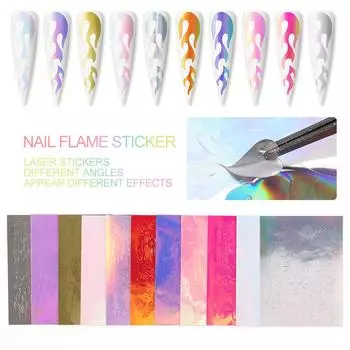 Мода Ногти Фольга 3D Наклейки Для Ногтей Тонкая Голографическая Лента Лента Лазерные Наклейки Красочные Фольги Для Ногтей Лазерная DIY Фольга Наклейка Наклейка Украшения Для Ногтей